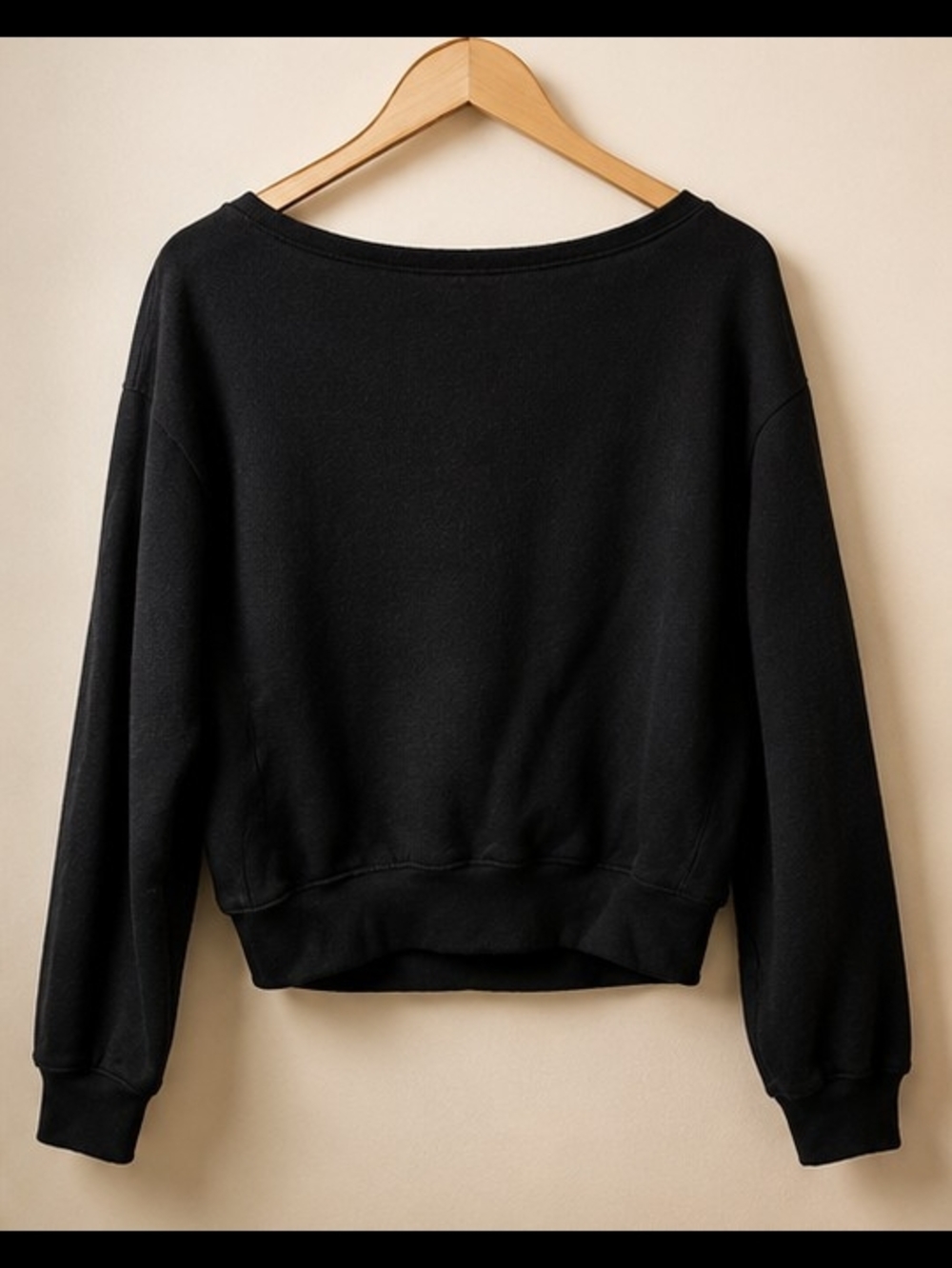 PINK Victoria's Secret Black Off The Shoulder Sweatshirt with White Logo - Picture 3 of 3